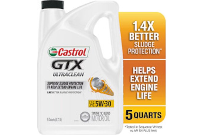 GTX Ultraclean 5W-30 Synthetic Blend Motor Oil, 5 Quarts