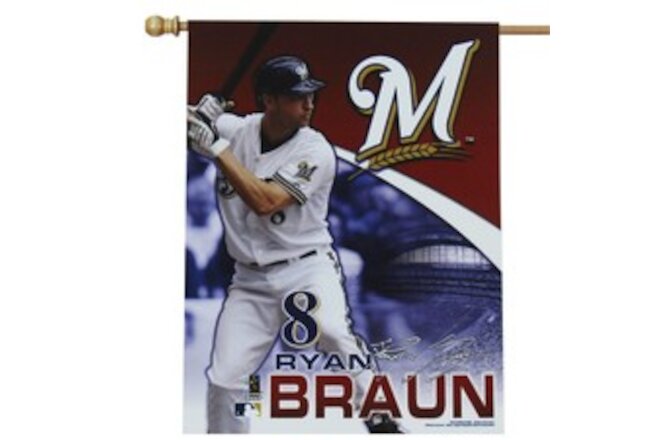 Milwaukee Brewers Ryan Braun #8 Vertical Flag