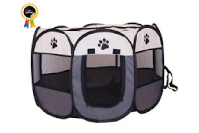 Portable Pet Playpen & Tent | Durable, Foldable- GRAY- FAST SHIPPING