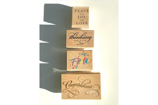 NEW Rubber Stampede - SAYINGS- Wood Mounted Rubber Stamps-Lot of 4