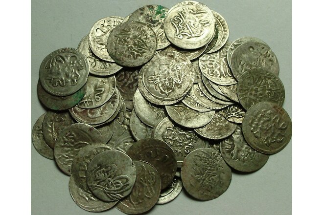 Lot 4 Rare Genuine Islamic SILVER para coins//Mahmud/Abdul Hamid/Mustafa, Selim