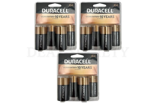 Lot of 3 - Duracell Coppertop C Batteries - 12 Batteries Total