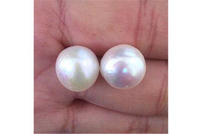 Fashion 11-12mm White Baroque Pearl Earrings 18k Ear Stud Natural Mesmerizing