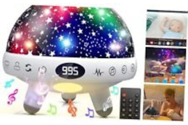 Baby Night Light Star Projector for Kids,Kids Sound Machine with Night White