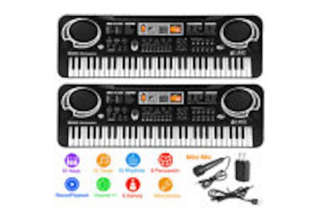 2Packs 61 Key Electric Piano w/Mic Digital Music Electronic Keyboard Kids Gift