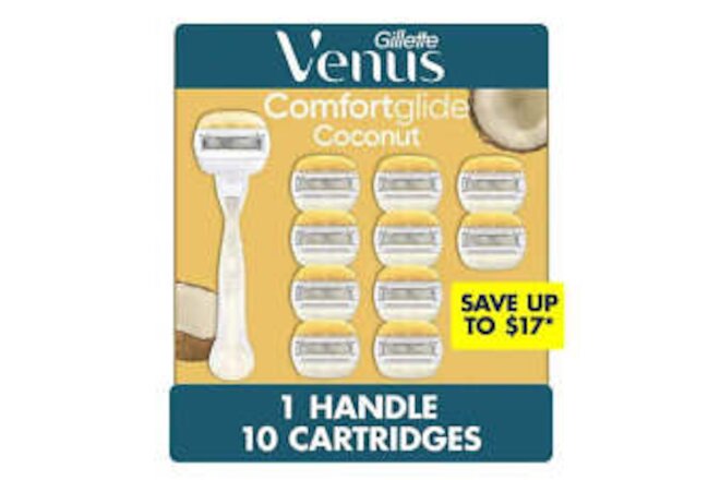 Venus Comfortglide Women's Razor Handle plus 10 Cartridges, Coconut