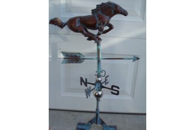 Horse Racing Weathervane Copper Patina Finish Weather Vane Handcrafted