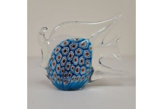 Art Glass Millefiori Bead Angel Fish Paperweight Sculpture