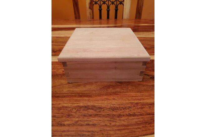 Unfinished Handmade 6"x6" Wooden Box With Hinged Lid, DIY Project, Sets of 2