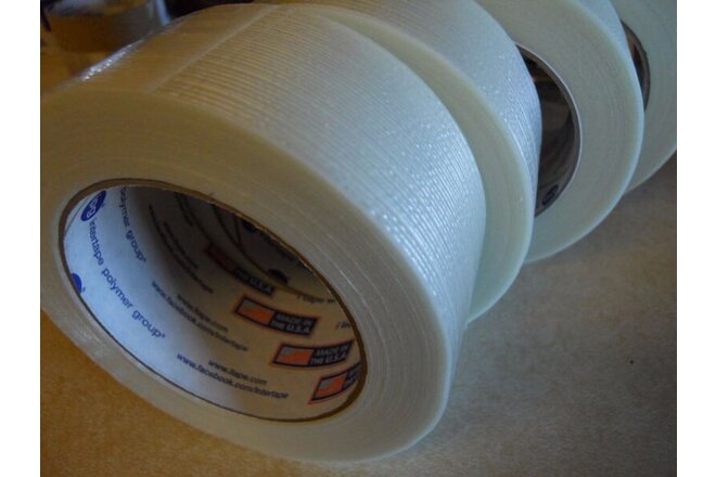 7 Rolls 2" x 60 YDS Fiberglass Reinforced Filament Strapping, Packing Tape Clear
