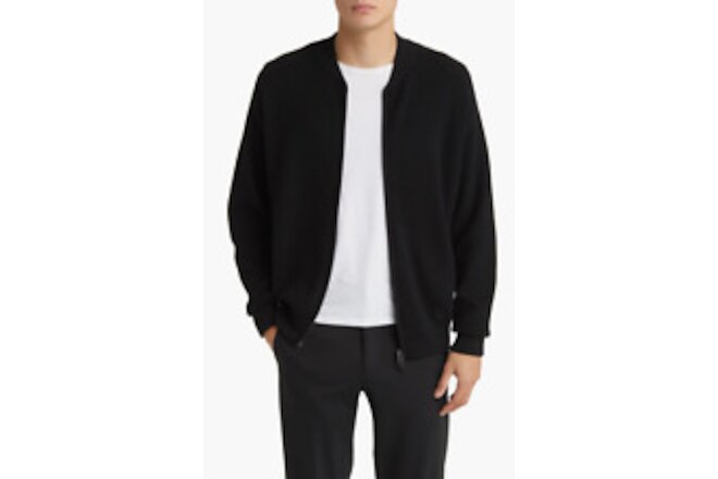 NWT $475 Emporio Armani Full Zip Virgin Wool-Cotton Sweater Jacket Black 2XL