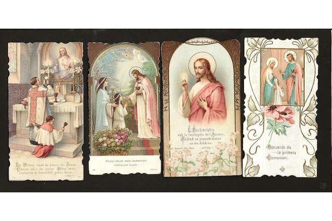 LOT 4 old vtg HOLY CARDs devotional ART NOUVEAU. Very good condition LOT Europe
