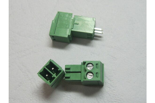 20 pcs 2pin/way Pitch 3.5mm Screw Terminal Block Connector Green Pluggable Type