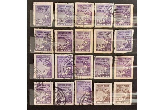 Mexico 1929 20 postal tax Stamps lot mothe & child used as seen combine shipping