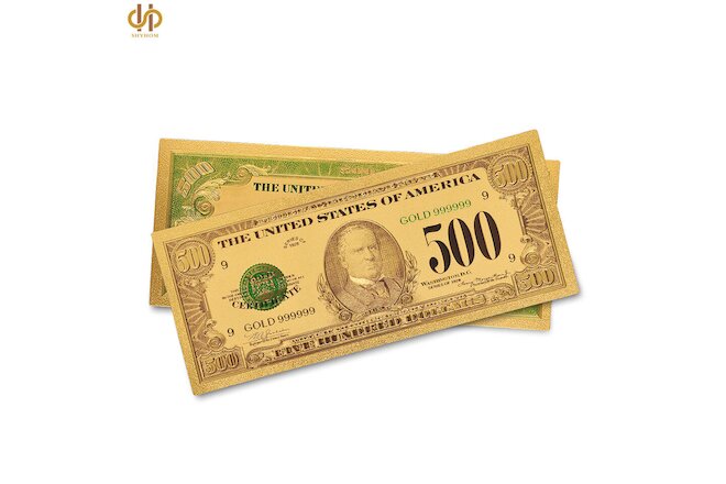 100PCS/lot 1918 US $500 Dollar Gold Banknote Colored Novelty Money Gifts
