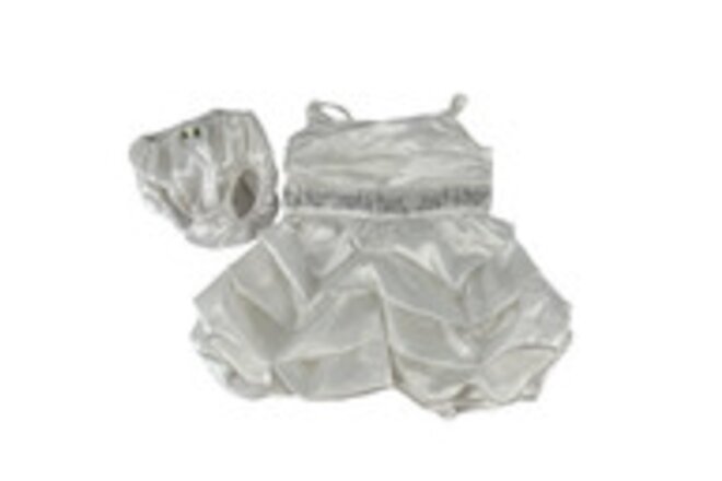 Build A Bear Clothes White Formal Wedding Dress Silver Accents w/Panties BABW