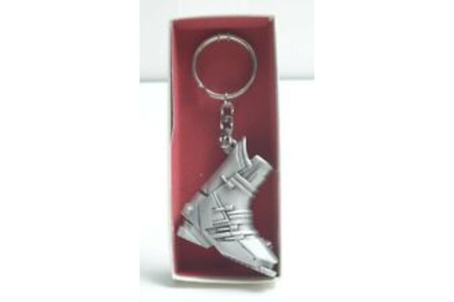 Fort Key Chain Ski Snow Boat Pewter Made in USA NOS Missing Clear cover