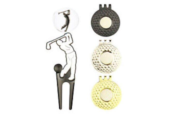 Golf Divot Tool Metal Golf Hat Clip Ball Marker Durable Golf Gift Set Creative