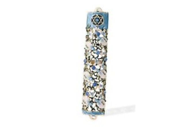 3.5" Hand Painted Mezuzah with Scroll - Embellished with Ivy and Flowers