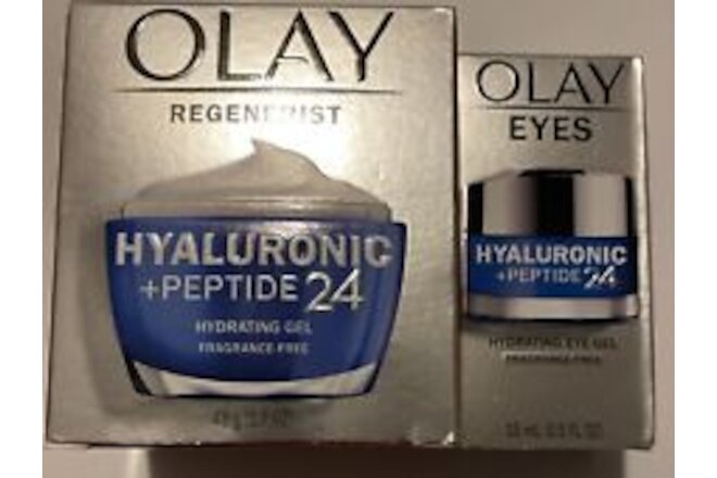 2Asst Olay Regenerist Hyaluronic + Peptide 24 Face Moisturizer Gel FF & Eye Gel