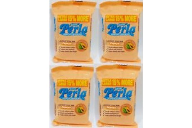 Perla Hypoallergenic Laundry Soap Bar Papaya (4 Packs x 110g) 15% More