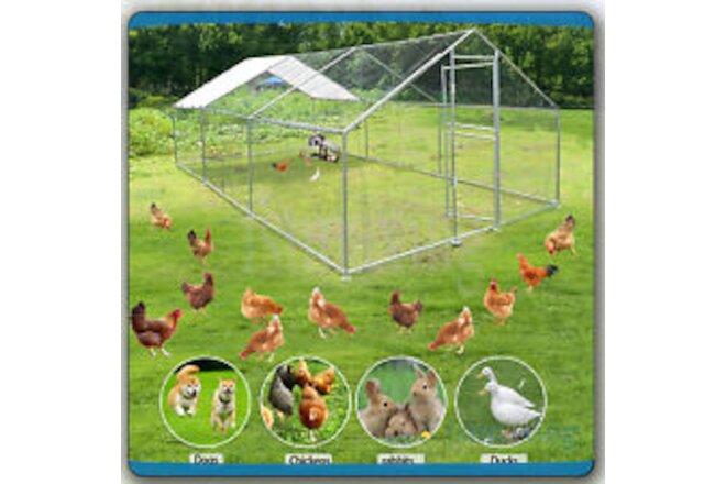10/13/20ft Large Metal Walk-in Chicken Coop Cage Hen Run House Poultry Backyard
