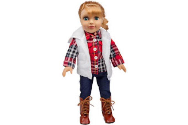 4Pc Fall Flannel 18" Doll Outfit W Vest- American Clothes & Accessories Set I...