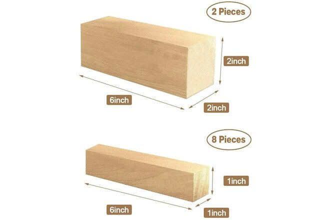 10 PACK,Premium Basswood Wood Carving Blocks Kit - Whittling Beginners Soft Wood