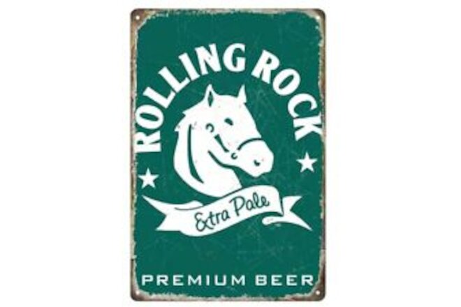 ROLLING ROCK EXTRA PALE PREMIUM BEER METAL SIGN 8"X12"