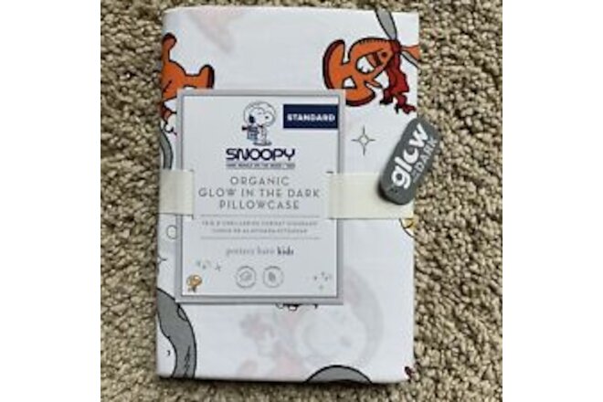 POTTERY BARN KIDS Snoopy Space Glow in the Dark Organic Pillowcase STANDARD  NEW