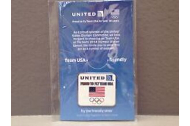 United Airlines Olympic Pin "Proud to Fly Team USA" 2014 New Sealed