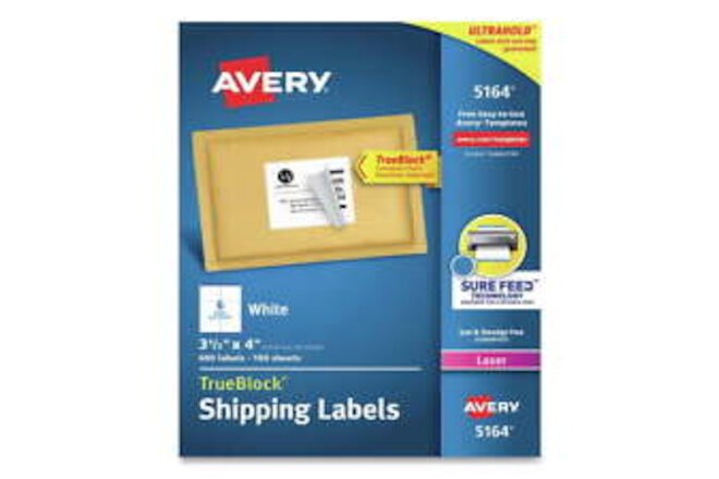 TrueBlock Shipping Labels, Sure Feed Technology, Permanent Adhesive, 3-1/3