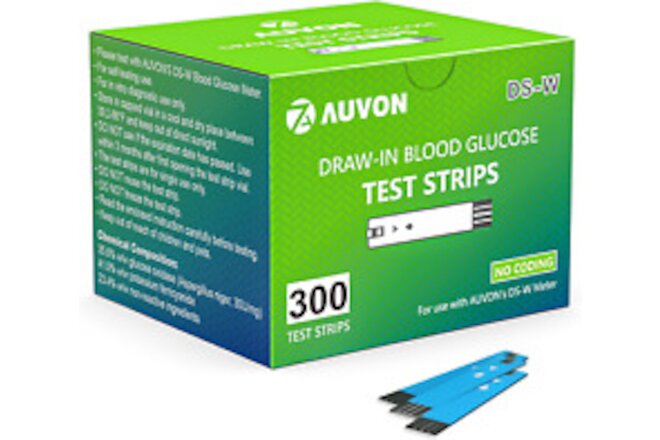AUVON I-QARE DS-W Draw-In Blood Glucose Test Strips for Use with AUVON DS-W Diab