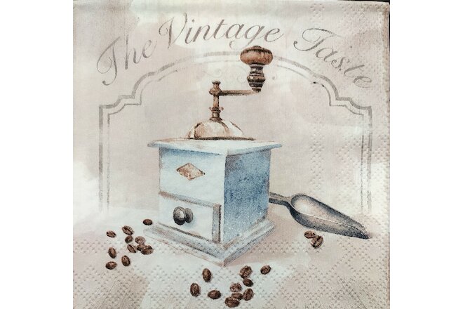 S246# 3 x Single SMALL Paper Napkins For Decoupage Vintage Aged Coffe Mill