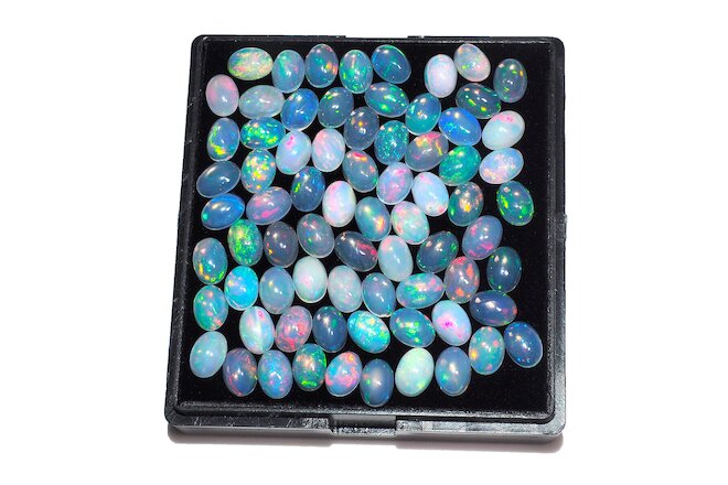 9 Pcs Natural Opal 7mm*5mm Oval Flashy Untreated Loose Cabochon Gemstones Lot