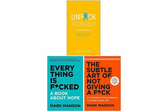 NEW Everything Is Fcked Subtle Art of Not Giving Fck, Unfck Yourself 3 Books Set