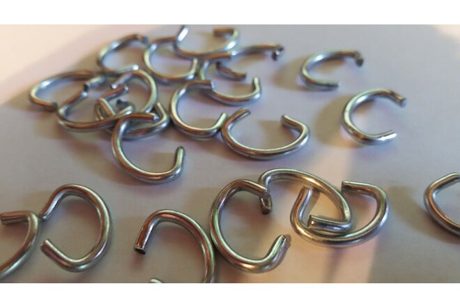 100 - 1/2" Blunt Point Hog Rings, Stainless Steel.  Fast, Free Shipping