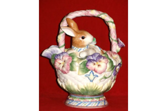Fitz and Floyd HALCYON Teapot Easter Bunny Rabbit Pansy Flowers NEW #63-405