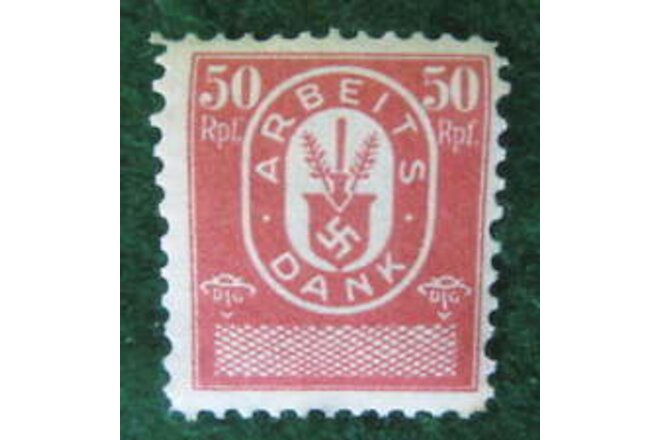 GERMANY 50 PFENNIGS RED ARBEITS DANK LABOR DUES REVENUE STAMP 1933-37 MINT
