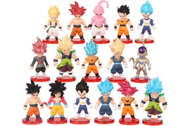 16 Piece Set of Dragon Goku Action Figure, 3" Height. Used as a Cake Topper o...