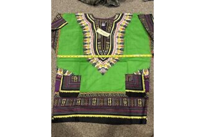 New Green African Unisex Dashiki Shirt Medium-Large (read description)