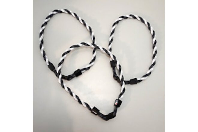 Lot of 3 PHITEN MLB Corded Twisted Necklace Black White Gray 18" New without Box