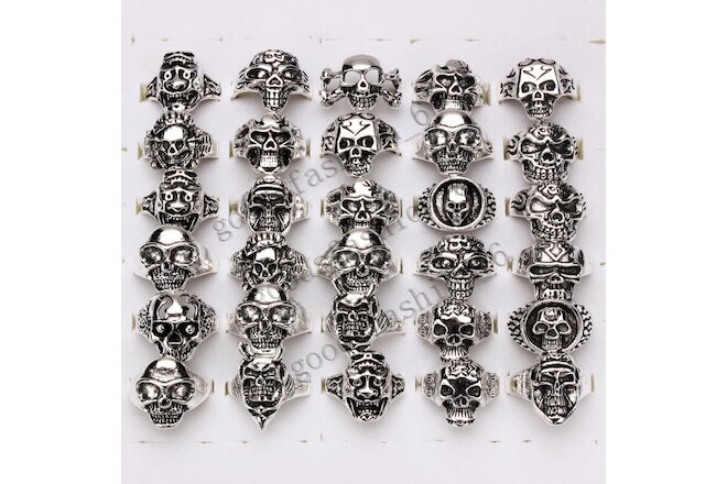 20pcs Wholesale Jewelry Lots Mixed Style Skull Silver Plated Rings