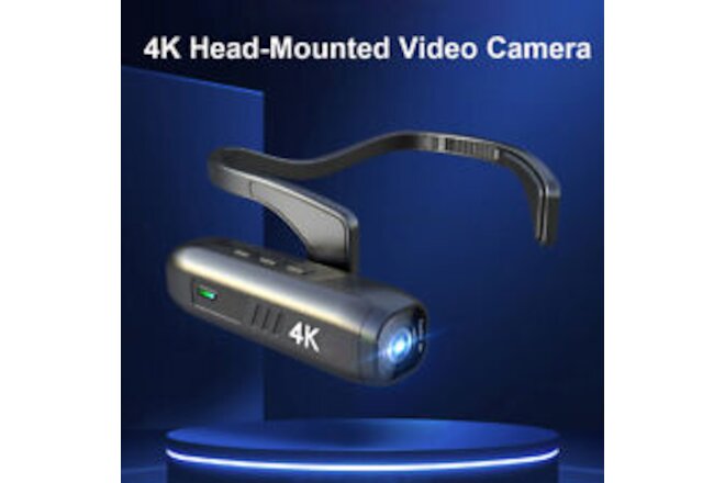 4K UHD Head Mounted Video Camera Camcorder Wearable Vlog Camera Hands-Free S6R0