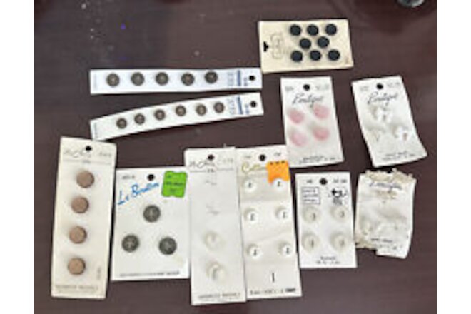 Vintage Lot of  48 Buttons on Original Cards. Assorted colors and Sizes
