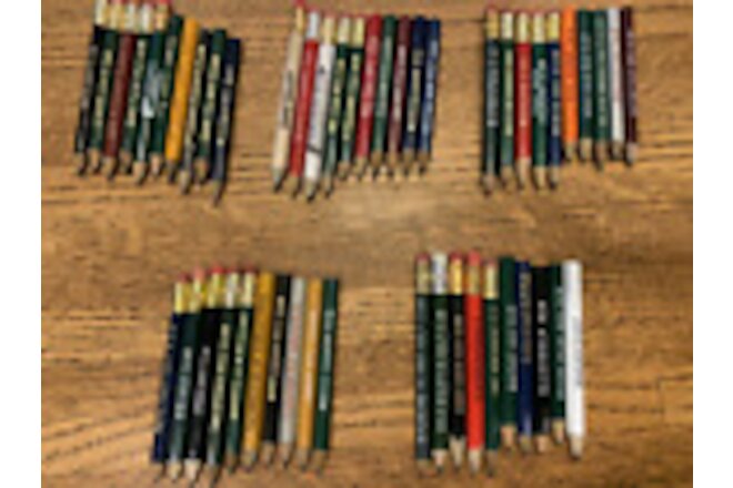 GOLF PENCILS, MIXED LOT OF 50 PENCILS USED & UNUSED, VERY NICE CONDITION