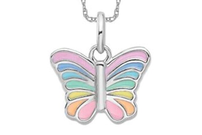 925 Sterling Silver Multi Color Butterfly Necklace Charm Pendant