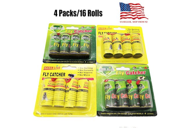 16 Rolls Sticky Fly Trap Paper Insect Bug Catcher Strip Fly Sticker non toxic