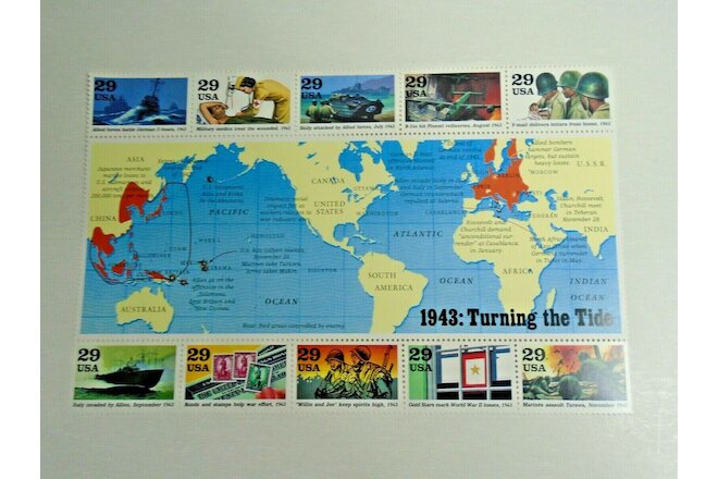 SC 2765 World War II Block of 10 (.29 Cent) MNH Stamps (1943: Turning the Tide)