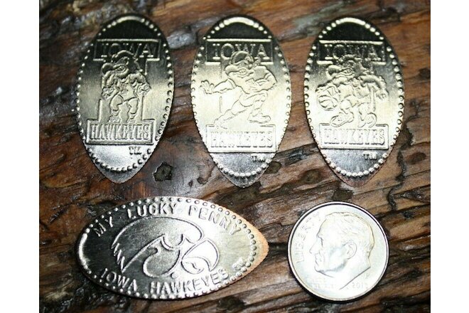 Set 4 Iowa Hawkeye Football BB WR Elongated Pressed Dimes Lucky Coin Collector